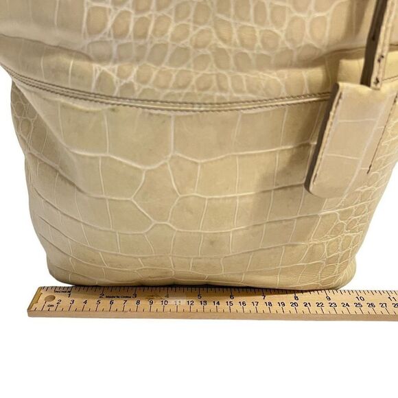 Furla Women's Crocodile Embossed Cream Shoulder Bag - Picture 7 of 11
